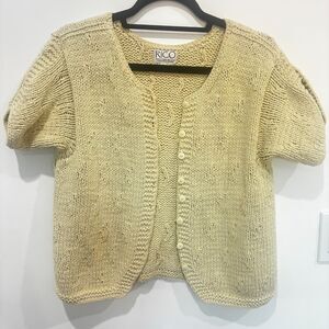 Rico Butter Yellow Short Sleeve Cardigan 100% Cotton Size M/L